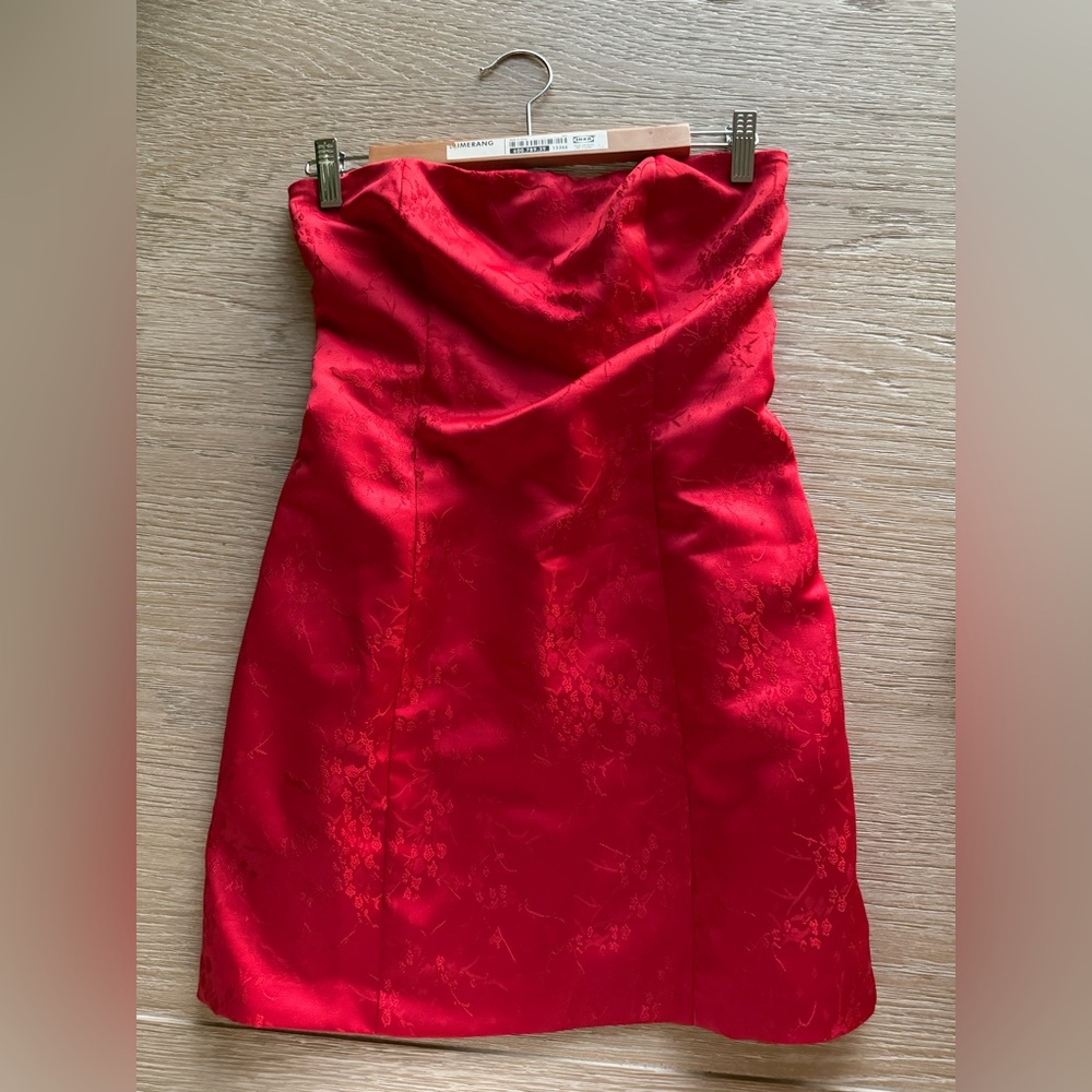 Reformation Strapless Red Dress